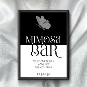 Chic Minimalist Typography Butterfly Mimosa Pub Poster