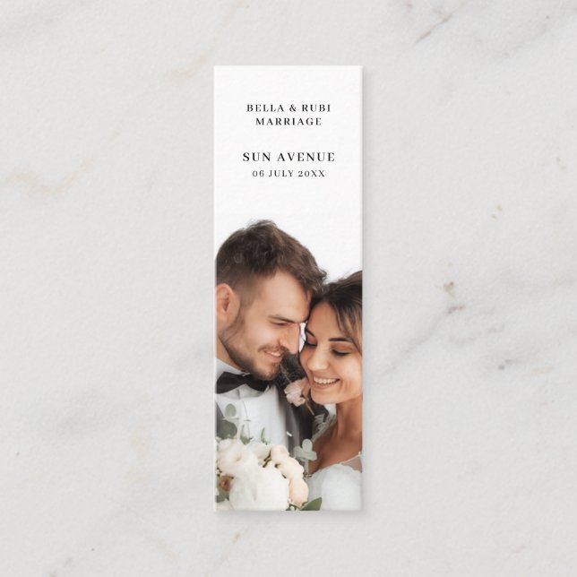Chic Minimalist Wedding Favor Mini Bookmark Card Visitkort (Framsida)