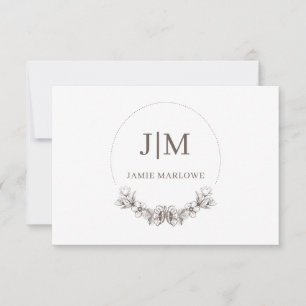 Chic Minimalistisk initial Namn Monogram Grått Blo Anteckningskort