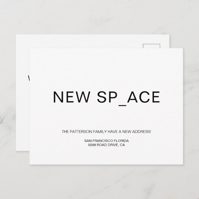 Chic Minimalistisk Ny Hem Flytt Meddelande Vykort (Fram/baksida)