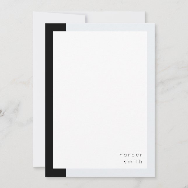 Chic Minimalistisk Personlig Namn Black Grått Anteckningskort (Framsida)