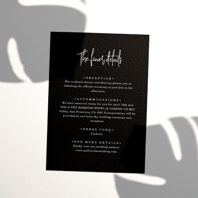 Chic Minimalistisk svart handskriven skript Bröllo Tilläggskort (Skapare uppladdad)