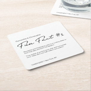 Chic Minimalistisk svartvit roligt, Bröllop Underlägg Papper Kvadrat