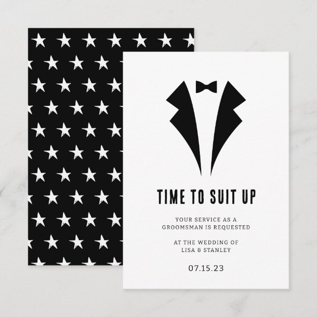 Chic Minimalistiskt Groomsman Frieri kort (Fram/baksida)