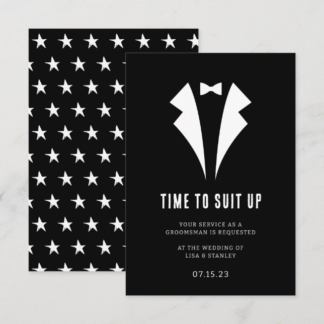 Chic Minimalistiskt Groomsman Frieri kort (Fram/baksida)