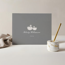 Chic Minimalistiskt Svan Neutral Baby Shower Gästböcker