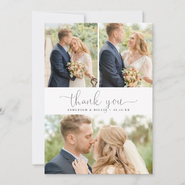 Chic Minimalistskript 3 Photo Collage Tack (Framsida)