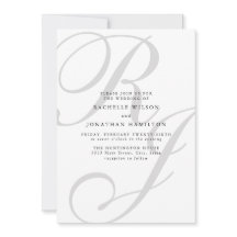 Chic - minimalt fotosvart, vitt monogram Bröllop