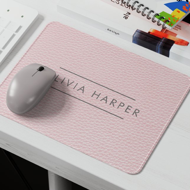  Chic | Minimalt läderutseende Musmatta (Custom Monogram Faux Leather Texture Mousepad: Personalized Elegance for Your Workspace")