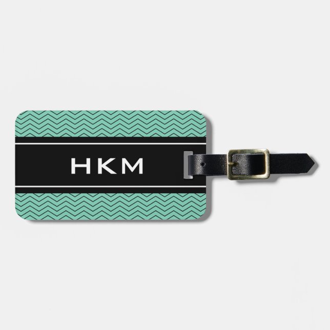 Chic mint 3 brev resetagg i monogram bagagebricka (Horisontell Framsida)