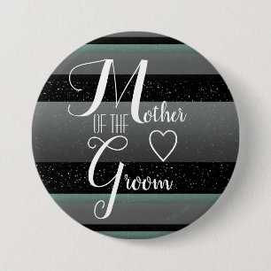 Chic Mint Black Grått Stripe Mor i Groom Knapp