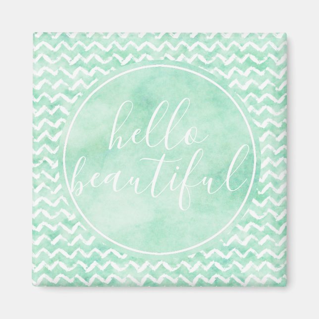 Chic Mint Chevron Rand Hej BeSnyval Magnet (Framsidan)