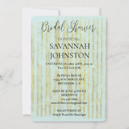 Chic Mint Glam Guld Rand Möhippa Inbjudningar