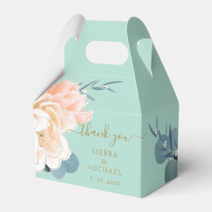 Chic Mint Grönt Guld Peach Blommigt Bröllop Presentaskar