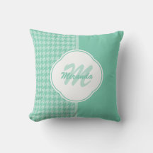 Chic Mint Grönt Houndstooth with Monogram and Namn