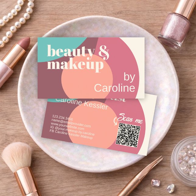 Chic Mint Grönt Mauve Taupe  Rosa Art Mönster Visitkort (Skapare uppladdad)