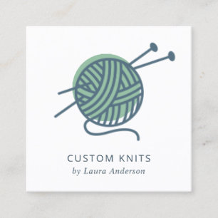 CHIC MINT GRÖNT NAVY GRÅTT KNITING WOOL YARN BOL FYRKANTIGT VISITKORT