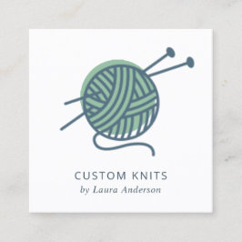 CHIC MINT GRÖNT NAVY GRÅTT KNITTING WOOL YARN BOLL FYRKANTIGT VISITKORT