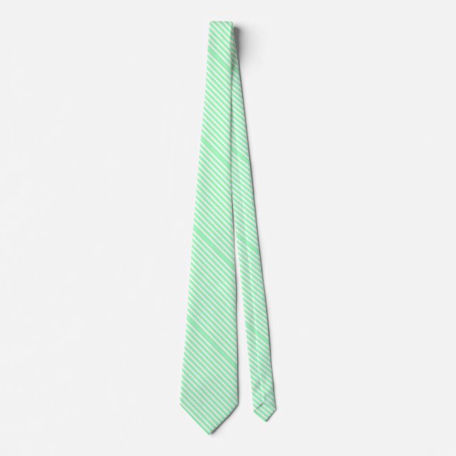 Chic Mint Grönt och White Rand Mönster Neck Tie Slips (Framsida)