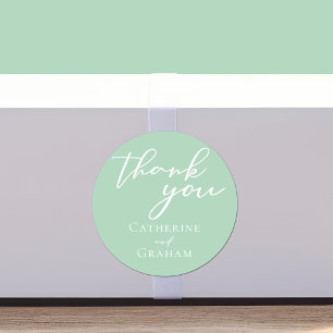 Chic Mint Grönt Vittypografi Personligt bröllp Runt Klistermärke