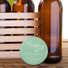 Chic Mint Grönt White Vår bröllop Anpassningsbar Flasköppnare