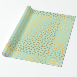Chic Mint Guld Confetti Dots Birthday Presentpapper