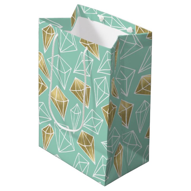 Chic Mint Guld Diamonds Birthday (Framsidan Vinklad)
