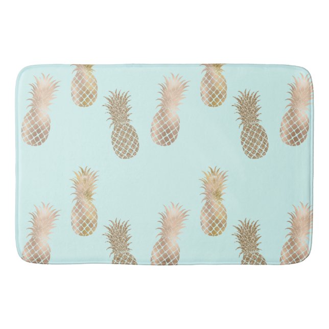 Chic Mint Guld Glam Pineapples Badrumsmatta (Framsidan)