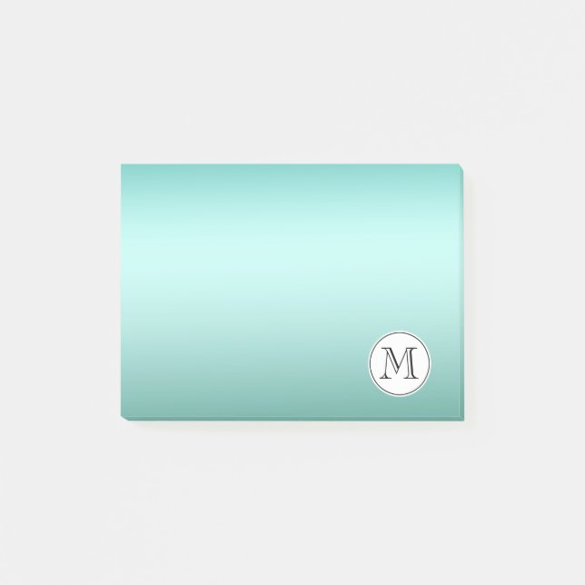 Chic Mint Monogram Post-it Block (Framsida)