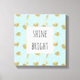 Chic Mint och Guld Diamond Shine Bright Canvastryck