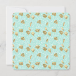 Chic Mint och Guld Diamonds Baby Shower Inbjudningar