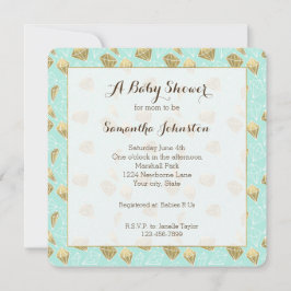 Chic Mint och Guld Diamonds Baby Shower Inbjudningar