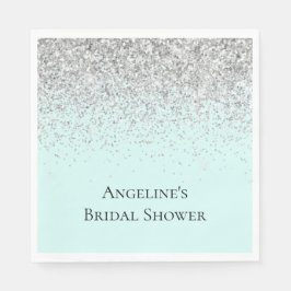 Chic Mint Silver Glitter Möhippa Pappersservett
