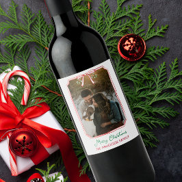 Chic Mistletoe & Bow Anpassningsbar - fotopul Vinflaska Etikett