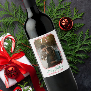Chic Mistletoe & Bow Anpassningsbar - fotopul Vinflaska Etikett