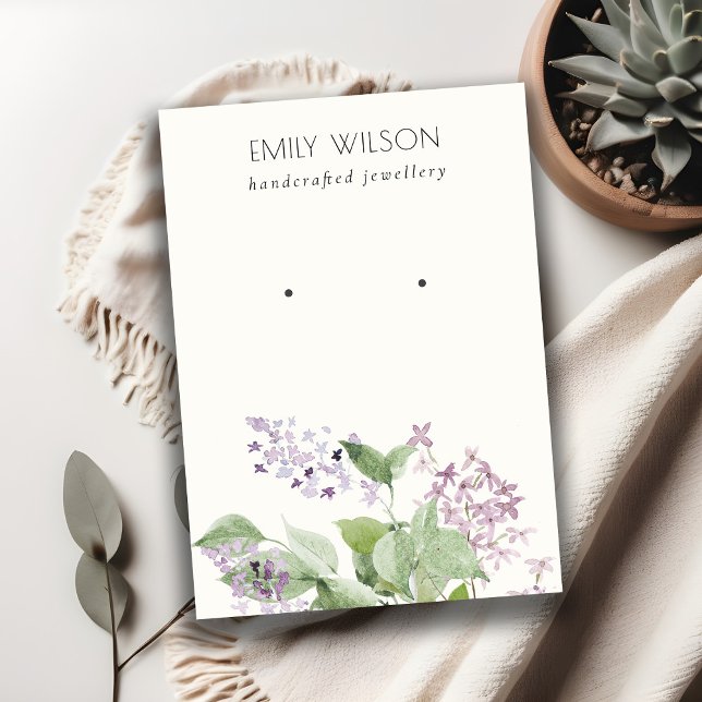 Chic Mjuk Lilac Watercolor Blommigt Earring Visnin Visitkort (Skapare uppladdad)