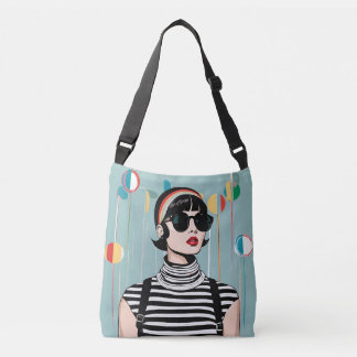 Chic Mod Girl Tote Bag Snyggt Retro Art Design Axelväska