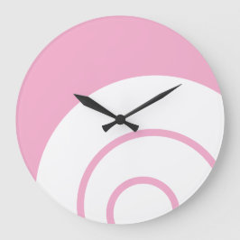 Chic Mod Snyggt Vit Concentric Rand på Rosa Stor Klocka