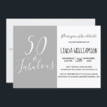 Chic Modern 50 Fabulous Grått 50:e födelsedagen Inbjudningar<br><div class="desc">Firar att du vrider 50 år i stil med den här moderna gråttet 50-årsdesignen, en 50-årsinbjudan till chicen som du bara kan anpassa och skicka ut för din 50-födelsedagsfests firande. Ord 50 och fantastiska ställs in med hjälp av elegant-manuskalligrafi och modern typografi. Kontakta oss på happydolphinstudio@outlook.com om du behöver hjälp...</div>