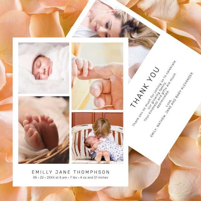 Chic Modern 5 Foto Baby Shower Tacksamhetskort (Skapare uppladdad)