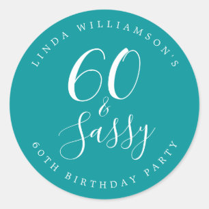 Chic Modern 60 Sassy Green 60-årsfirande Runt Klistermärke