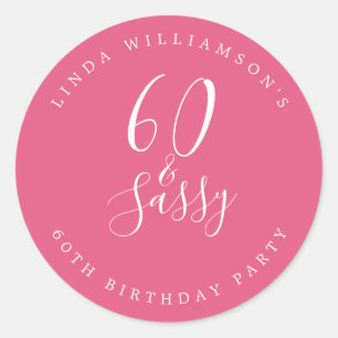 Chic Modern 60 Sassy Hot Rosa 60-årsdag Runt Klistermärke