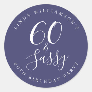 Chic Modern 60 Sassy Marinblå 60-årsdag Runt Klistermärke