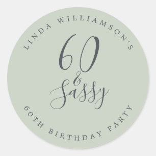 Chic Modern 60 Sassy Pastellgrön 60-årsdag Runt Klistermärke