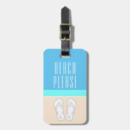 Chic Modern Abstrakt Beach Snälla Monogram Travel Bagagebricka
