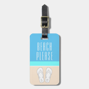 Chic Modern Abstrakt Beach Snälla Monogram Travel Bagagebricka