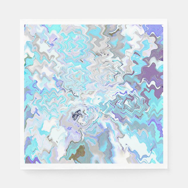 Chic Modern Aqua Blue Luncheon Papper Napkins Pappersservett (Framsidan)
