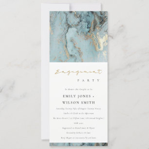 CHIC MODERN AQUA DUSKY BLUE GULD AGATE FÖRLOVNING INBJUDNINGAR
