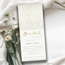 CHIC MODERN ART DECO WHITE SILVER BRIDAL SHOWER