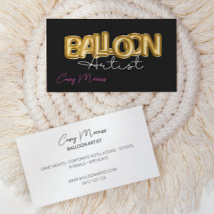 Chic Modern ballonst Artist Black and Guld Visitkort